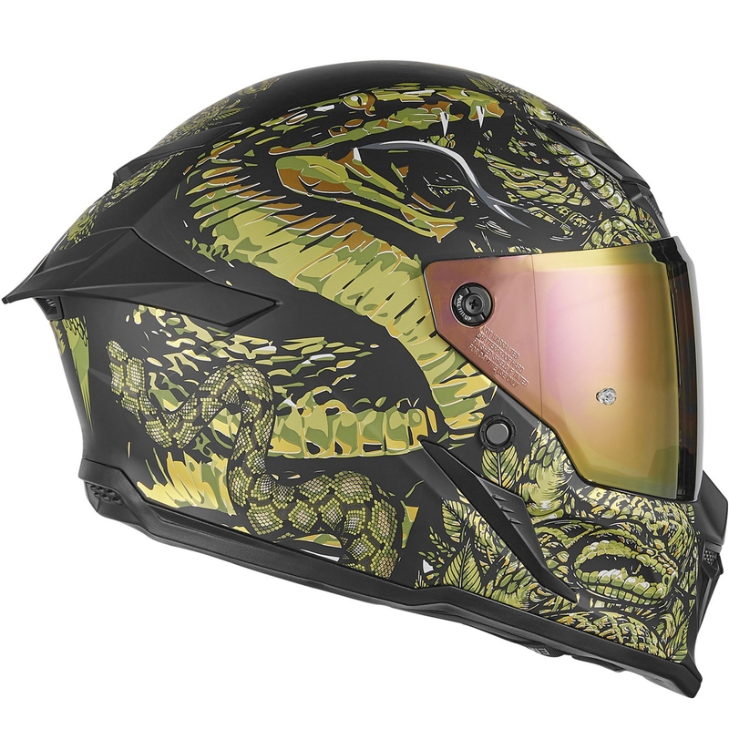Integralhelm Motorrad NOX Exlusiv Goliath Mythology matt schwarz-gold