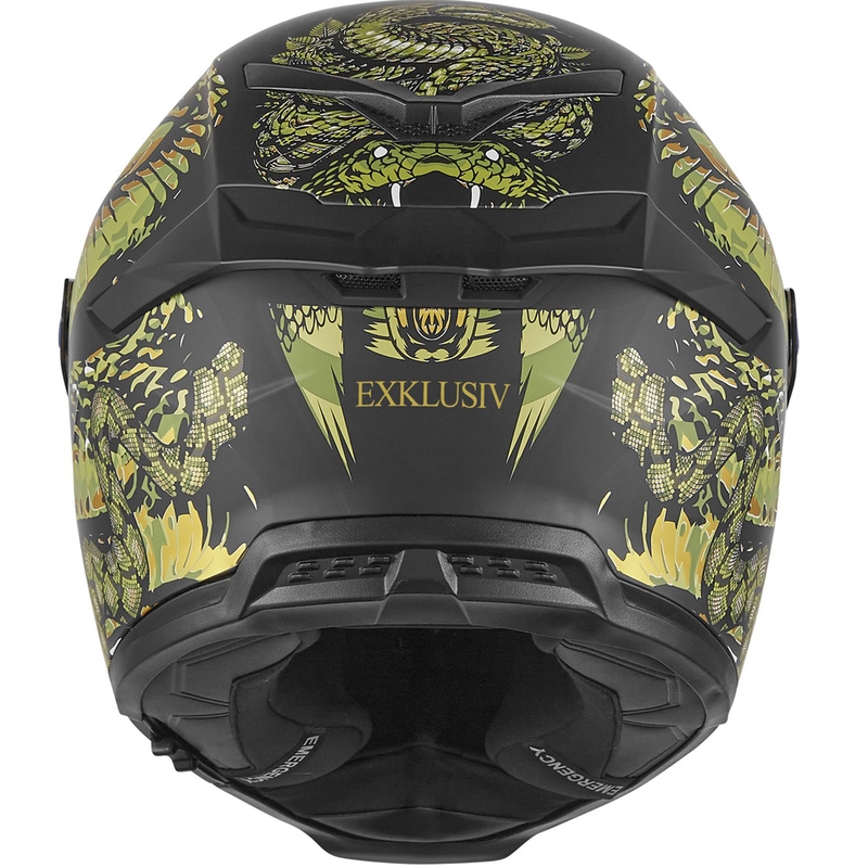 Integralhelm Motorrad NOX Exlusiv Goliath Mythology matt schwarz-gold