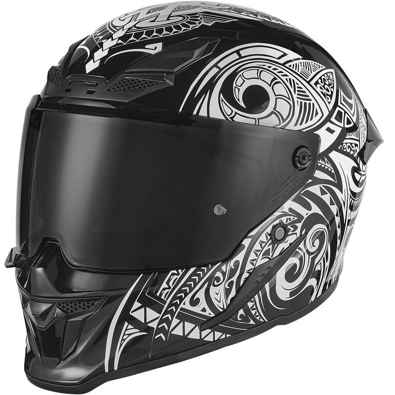 NOX Exklusiv Goliath Maori Integralhelm für Motorräder, schwarz-weiß