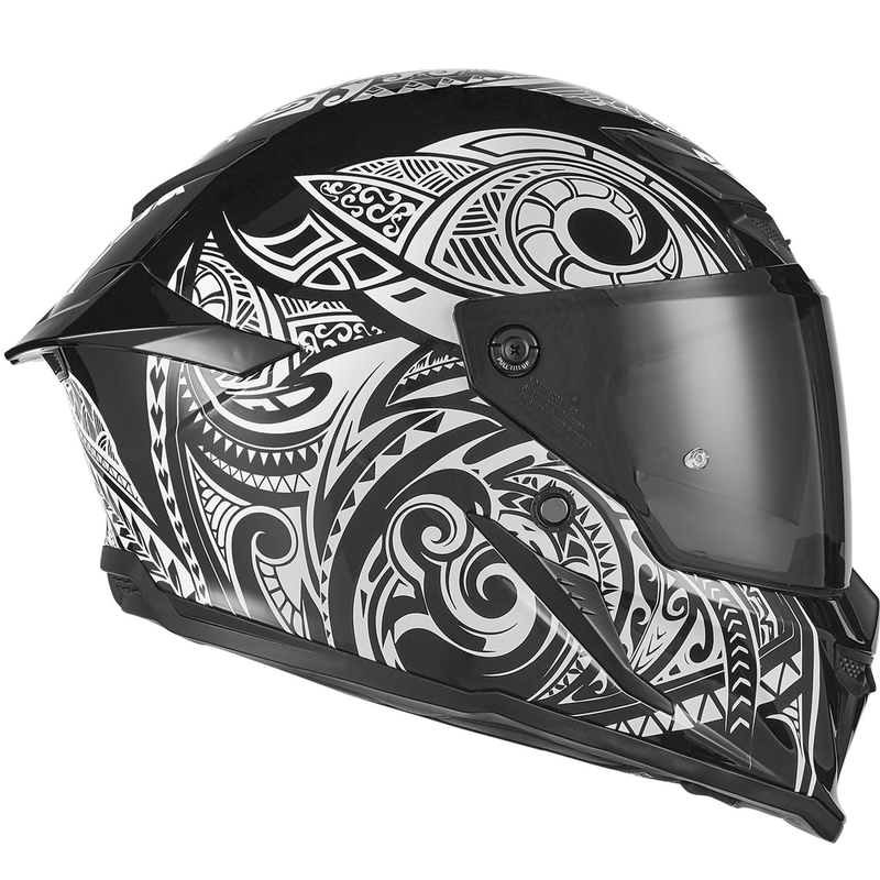 NOX Exklusiv Goliath Maori Integralhelm für Motorräder, schwarz-weiß