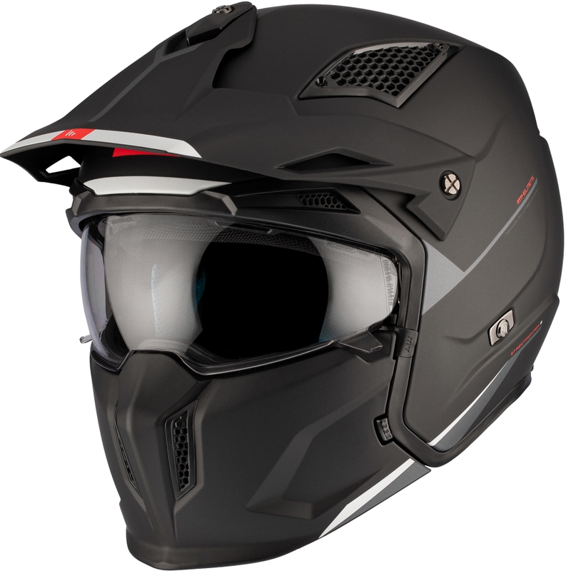 Jethelm mit Maske MT Streetfighter SV S Solid A1 schwarz matt