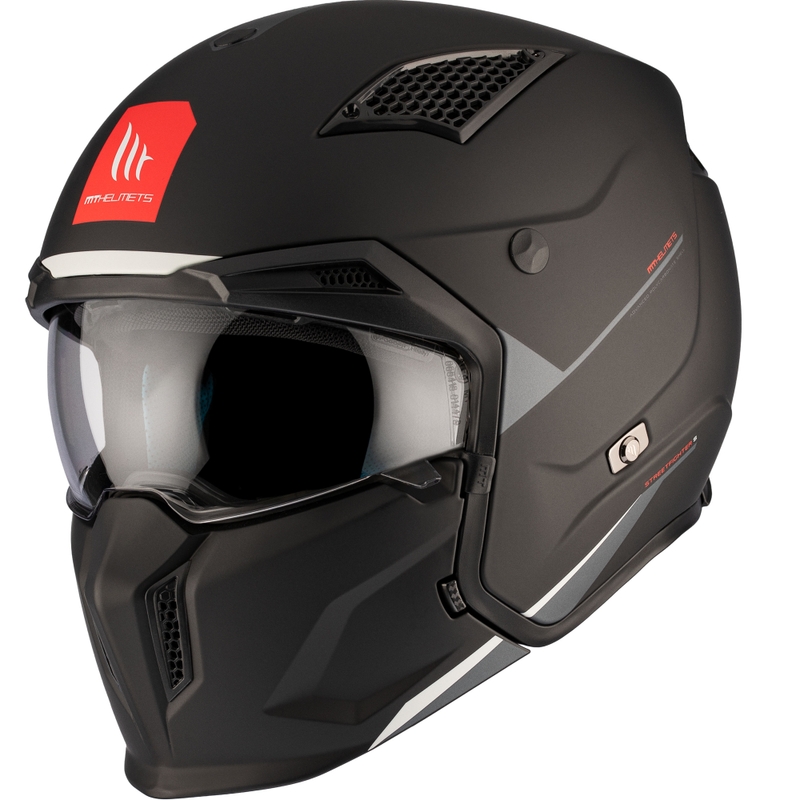 Jethelm mit Maske MT Streetfighter SV S Solid A1 schwarz matt