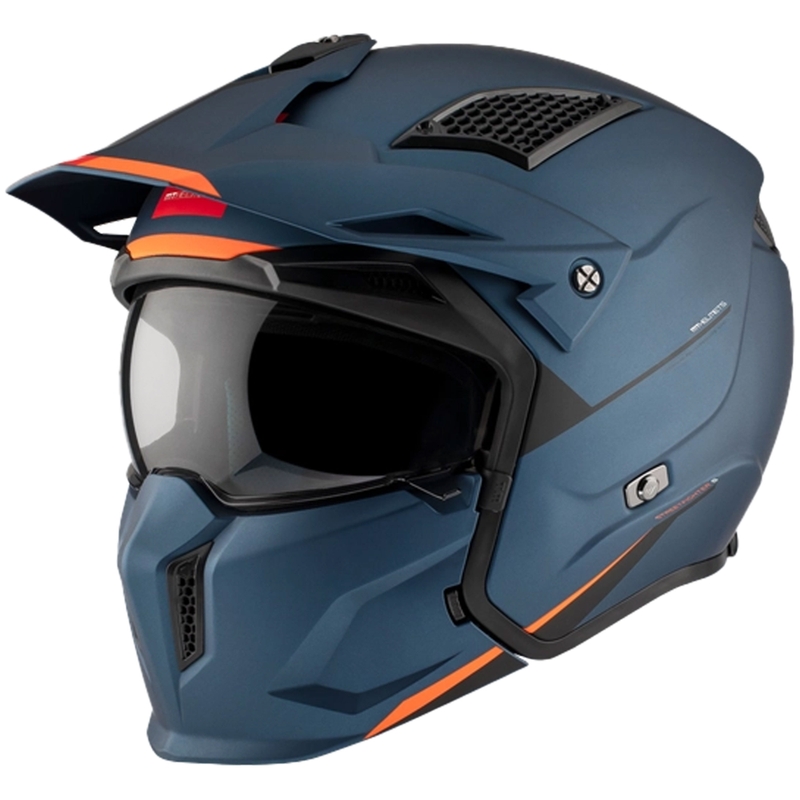Jethelm mit Maske MT Streetfighter SV S Solid A7 mattblau