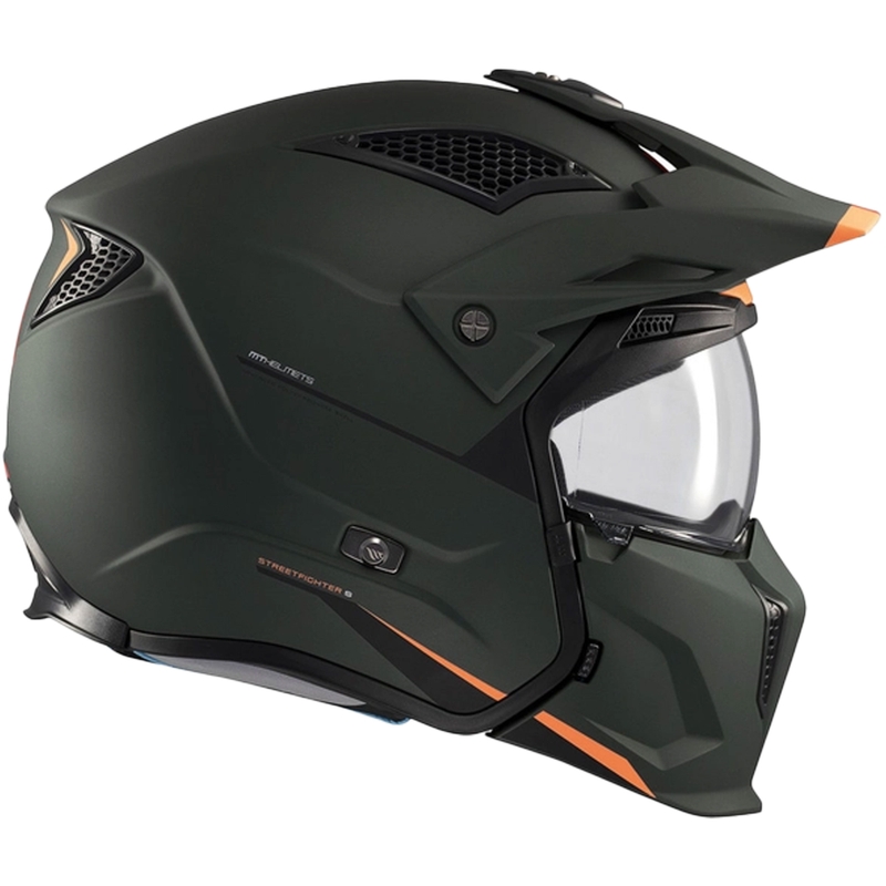 Jethelm mit Maske MT Streetfighter SV S Solid A6 mattgrün
