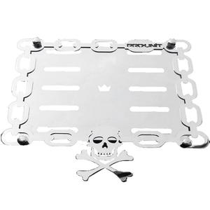 Edelstahlplatte unter dem Nummernschild Skull