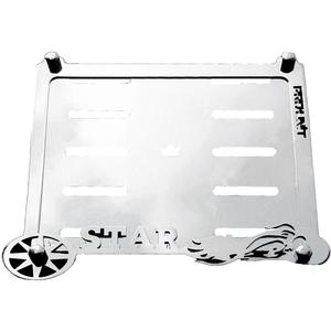 Edelstahlplatte unter dem Nummernschild Star Rider