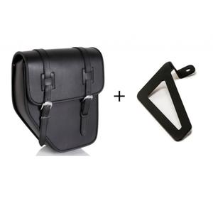Leder-Satteltasche CUSTOMACCES IBIZA APS015N schwarz right, with side metal base + universal support