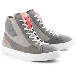 Alpinestars Stated Motorradstiefel hellgrau-fluo rot-weiß
