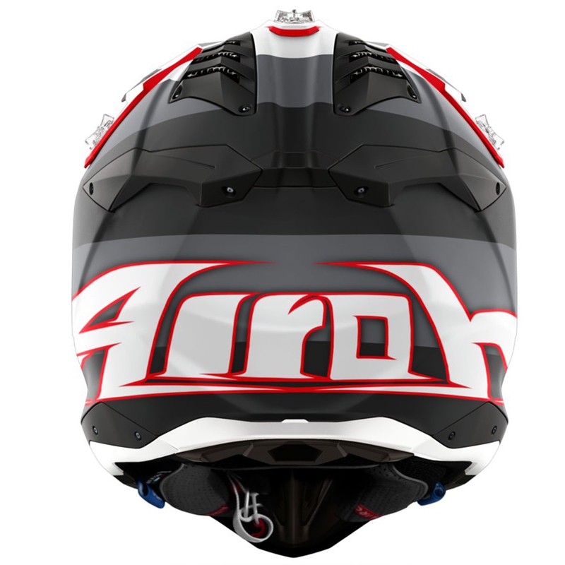 Motocrosshelm Airoh Aviator 3 Monarch grau-rot matt