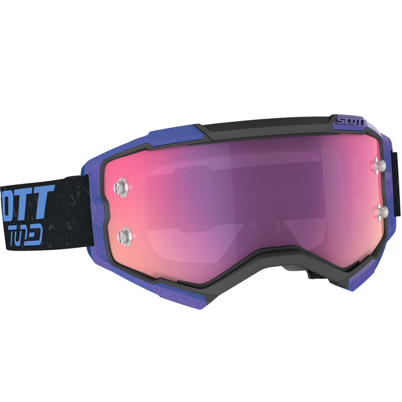 Scott Fury CH Motocrossbrille schwarz-blau mit verspiegeltem lila Plexiglas