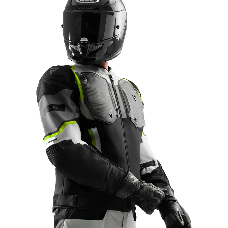 Rebelhorn Borg II Motorradjacke schwarz-grau-fluogelb