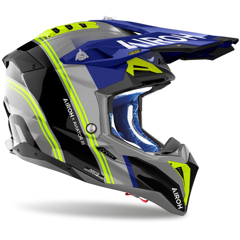 Motocrosshelm Airoh Aviator 3 Hima blau glänzend