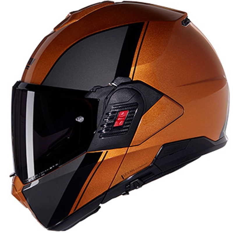 Klapphelm für Motorrad Nolan N120-1 Verniciatura Speciale N-COM 342 ocker-schwarz