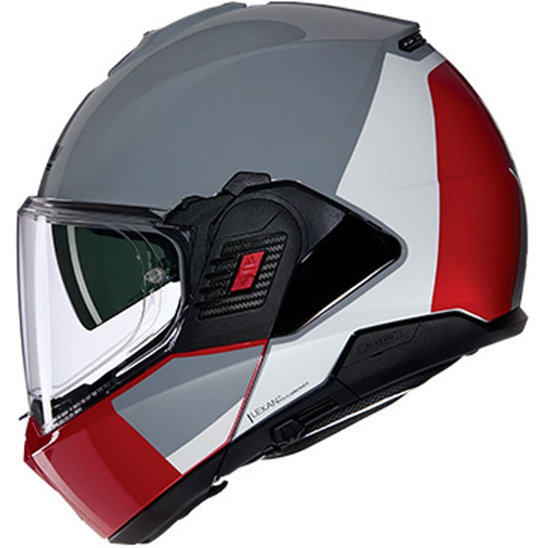 Klapphelm Motorrad Nolan N120-1 Grafo N-COM 349 grau-weiß-rot
