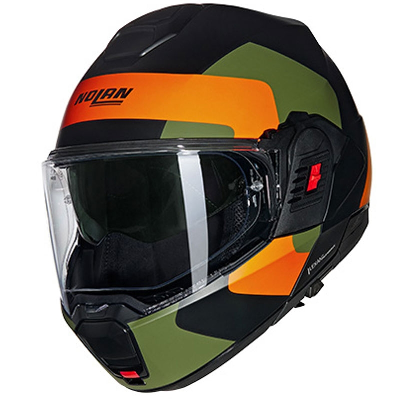 Klappbarer Motorradhelm Nolan N120-1 Omocromo N-COM 345 schwarz-orange-grün