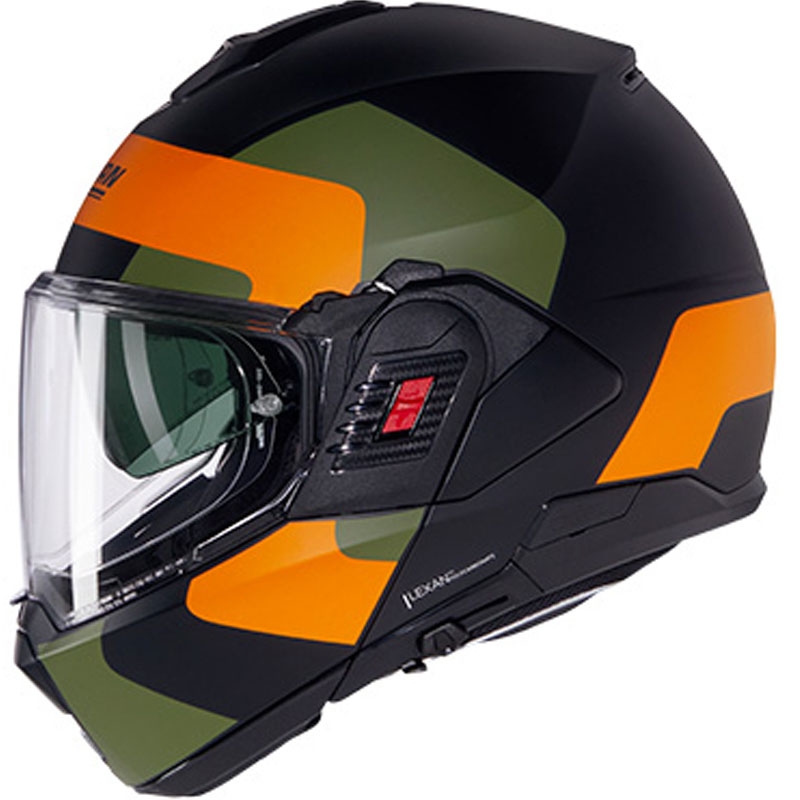 Klappbarer Motorradhelm Nolan N120-1 Omocromo N-COM 345 schwarz-orange-grün