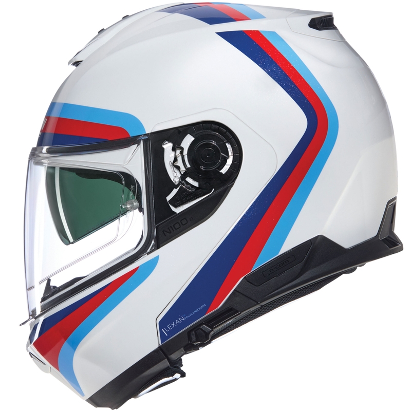 Klappbarer Motorradhelm Nolan N100-6 Assoluto N-COM 347 weiß-rot-blau