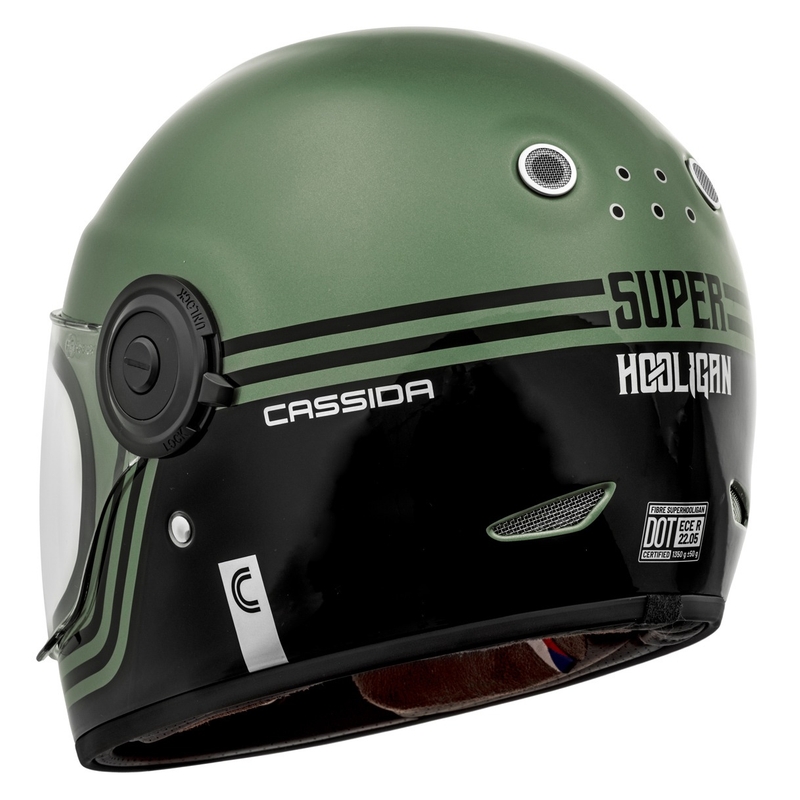 Cassida Fibre Super Hooligan Integralhelm Motorrad Schwarz-Grün Abverkauf - II. Wahl