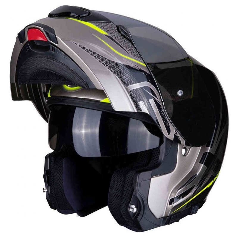 Scorpion EXO-3000 Air Creed titan-schwarz-fluo gelb tipping Helm Ausverkauf