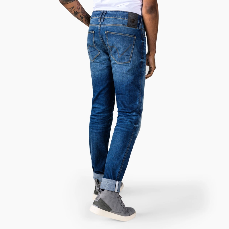 Revit Carlin SK blaue verkürzte Motorradjeans