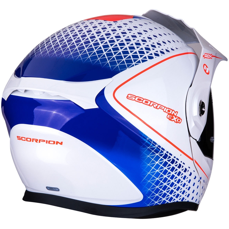 Klappbarer Endurohelm Scorpion ADX-1 Horizon weiß-rot-blau Ausverkauf