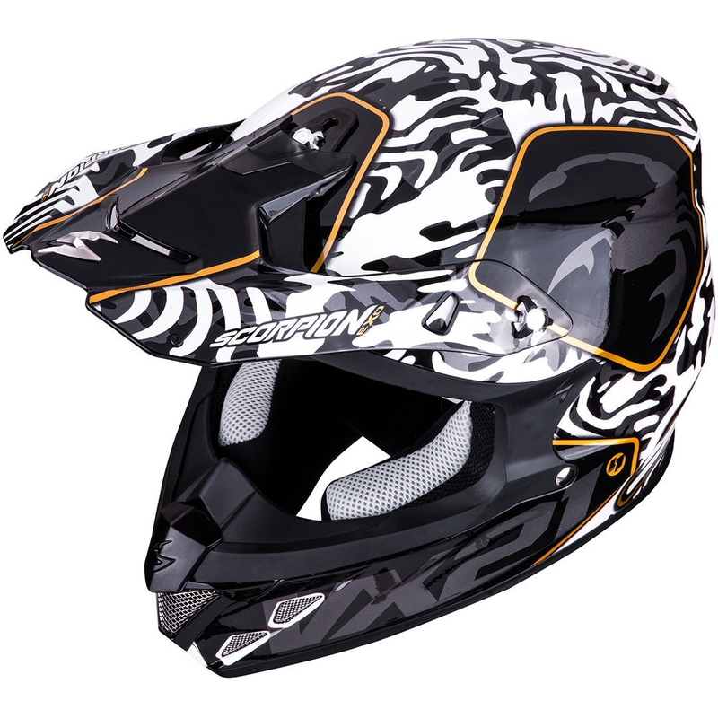 Motocross Helm Scorpion VX-21 Air Gnarly schwarz und weiß