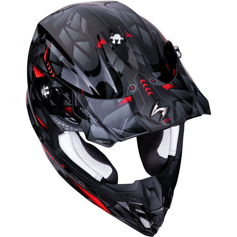 Motocross Helm Scorpion VX-16 Air Punch schwarz-silber-rot