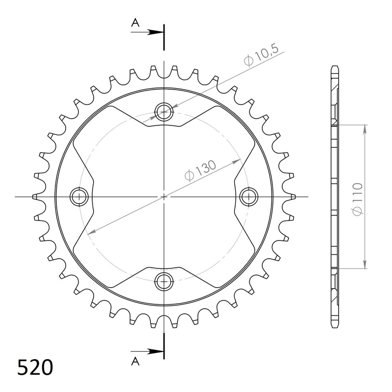 Ketten Rad SUPERSPROX schwarz 38T, 520