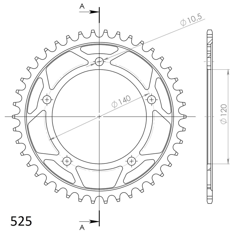 Ketten Rad SUPERSPROX schwarz 42T, 525