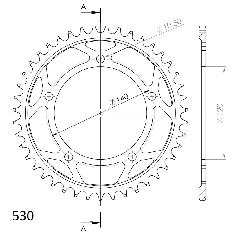 Ketten Rad SUPERSPROX schwarz 43T, 530