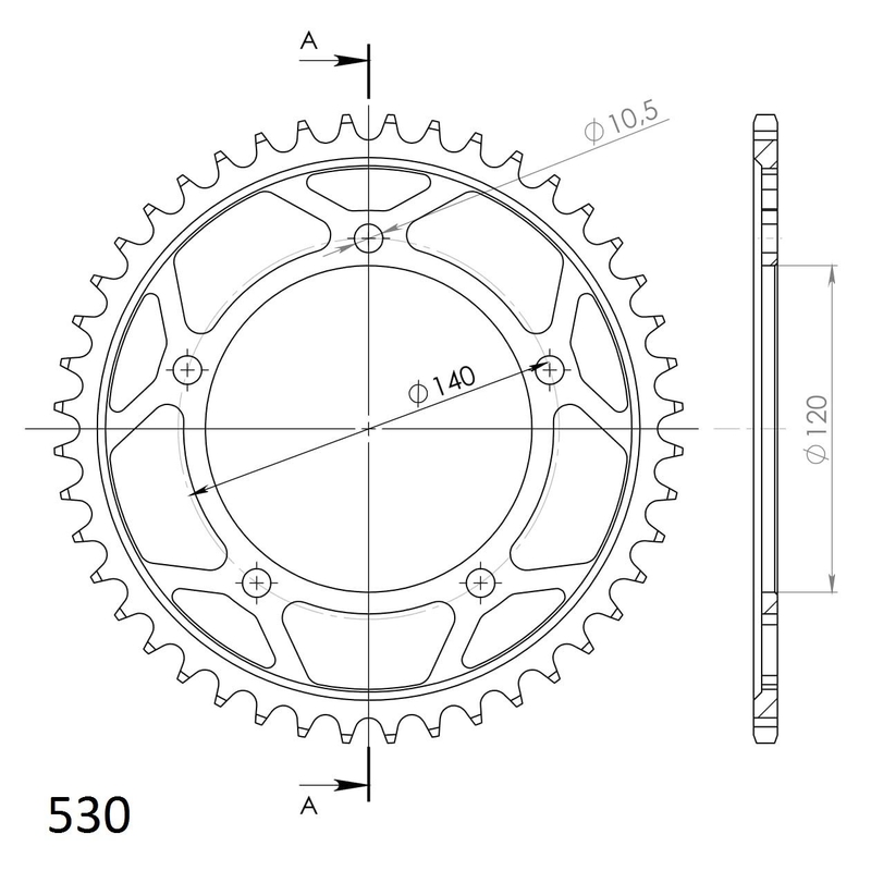 Ketten Rad SUPERSPROX schwarz 44T, 530