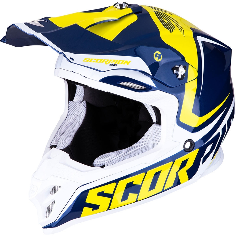 Motocross Helm Scorpion VX-16 Air Ernee blau-gelb-weiß