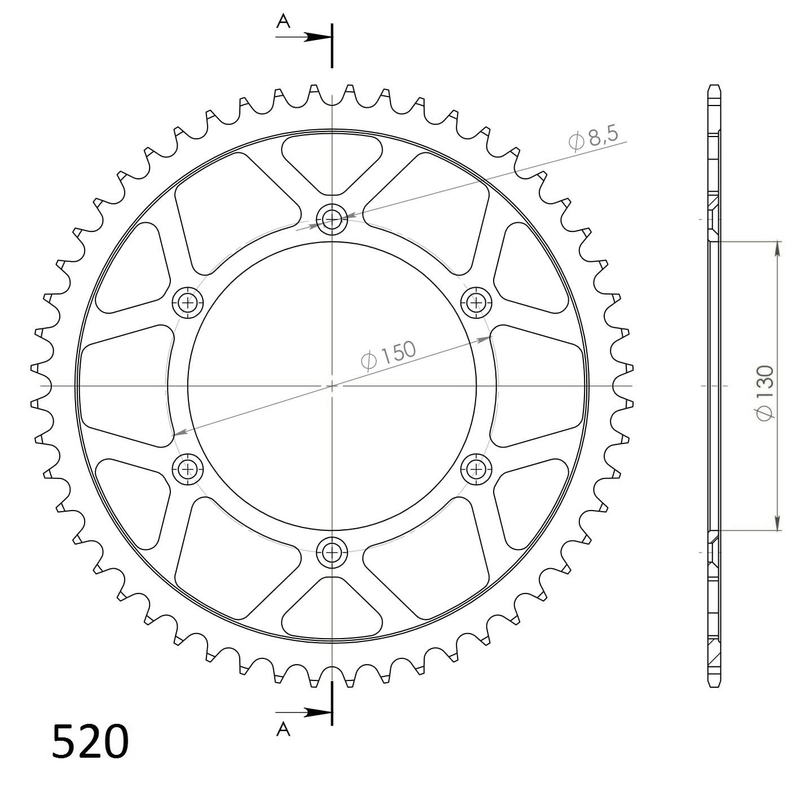 Ketten Rad SUPERSPROX schwarz 49T, 520