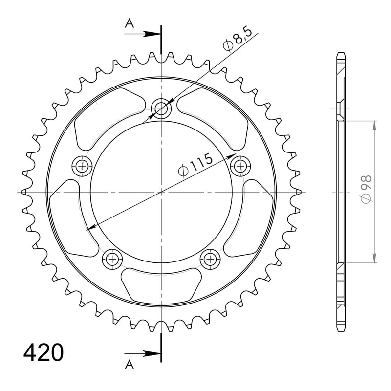 Ketten Rad SUPERSPROX schwarz 46T, 420