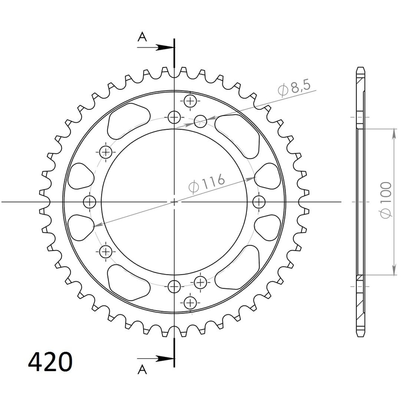 Ketten Rad SUPERSPROX schwarz 44T, 420
