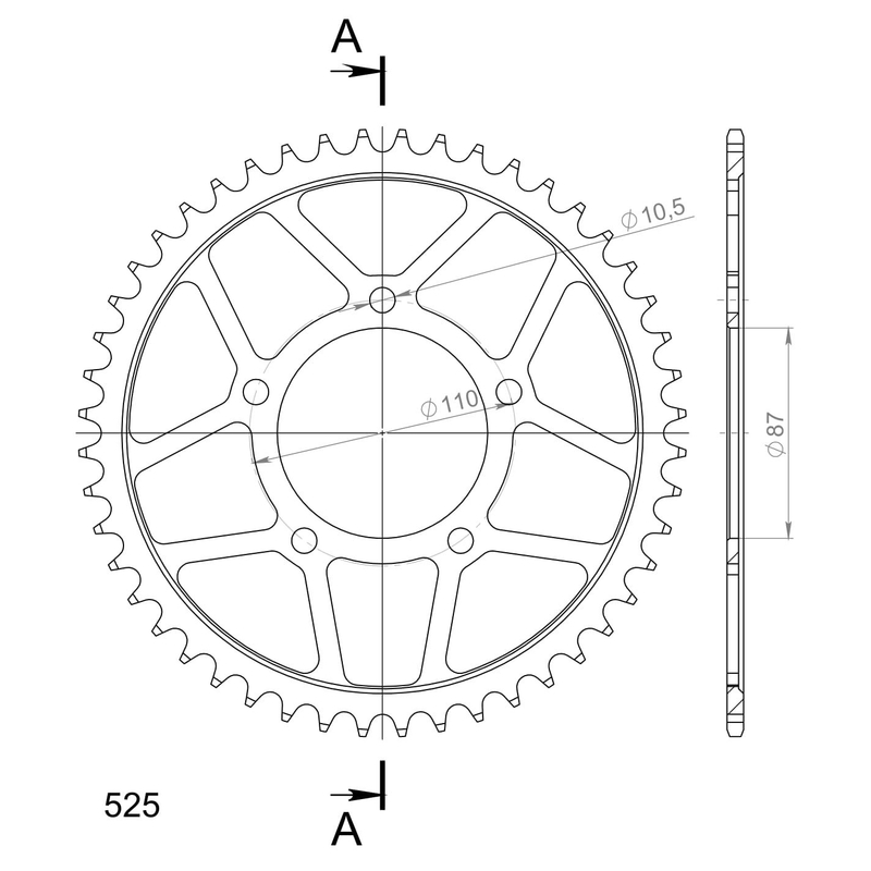 Ketten Rad SUPERSPROX schwarz 48T, 525