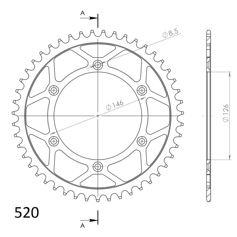 Ketten Rad SUPERSPROX schwarz 47T, 520