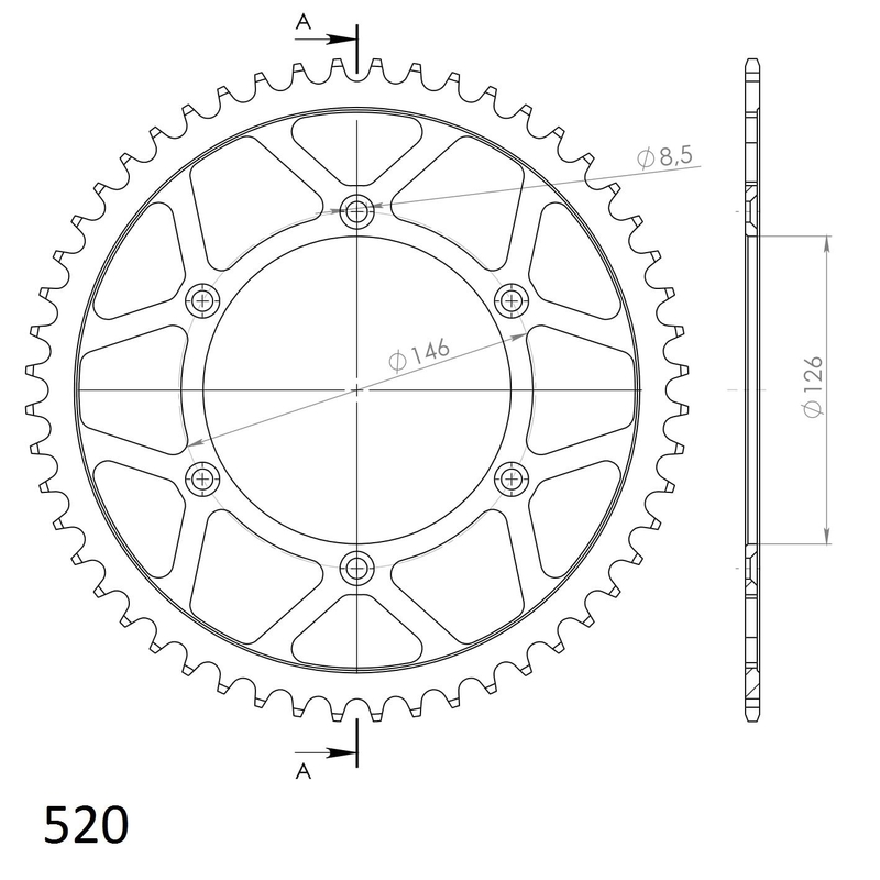 Ketten Rad SUPERSPROX schwarz 51T, 520