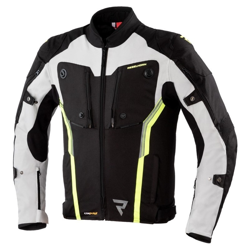 Rebelhorn Borg schwarz-grau-fluorgelbe Motorradjacke