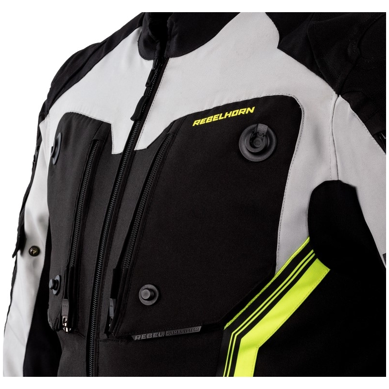 Rebelhorn Borg schwarz-grau-fluorgelbe Motorradjacke