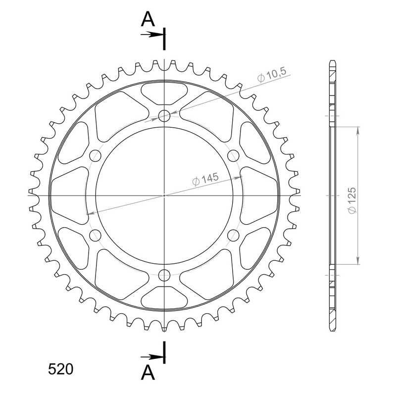 Ketten Rad SUPERSPROX schwarz 47T, 520