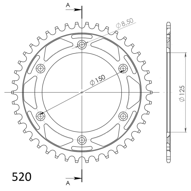 Ketten Rad SUPERSPROX schwarz 42T, 520