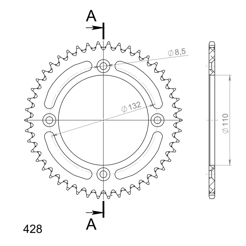Kettenrad Aluminium SUPERSPROX orange 46T, 428