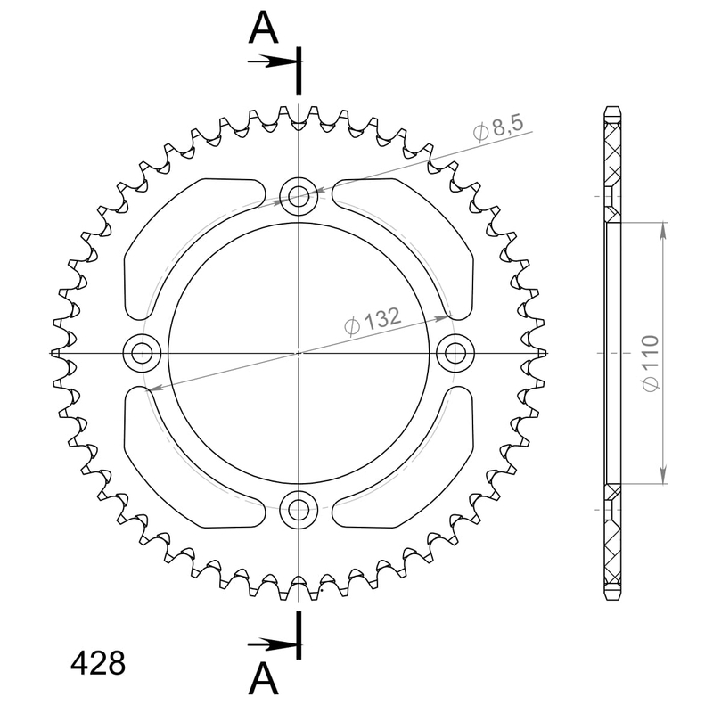 Kettenrad Aluminium SUPERSPROX orange 50T, 428