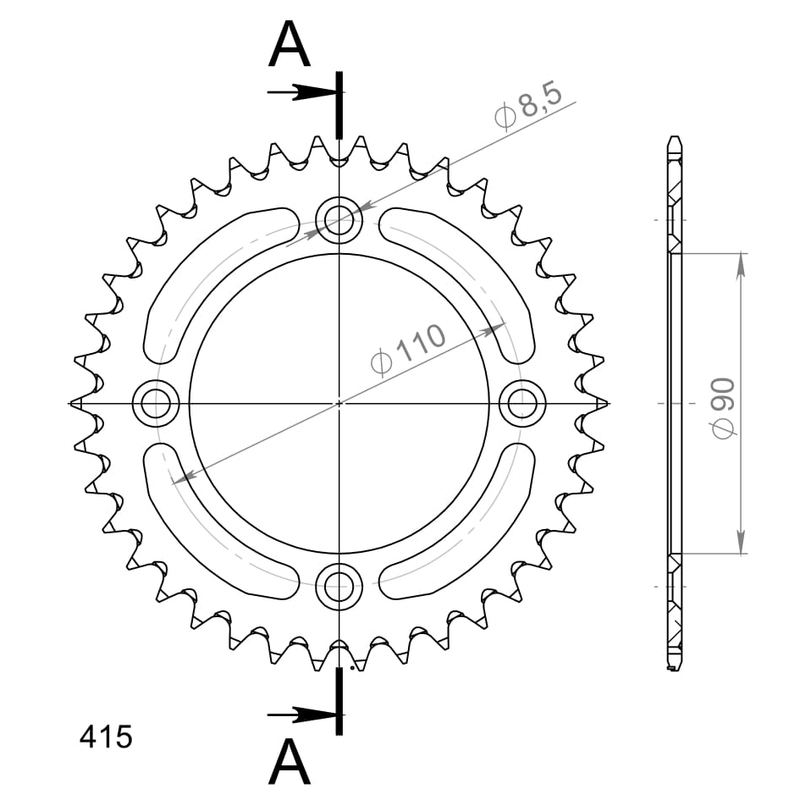 Aluminium-Ketten Rad SUPERSPROX orange 39T, 415