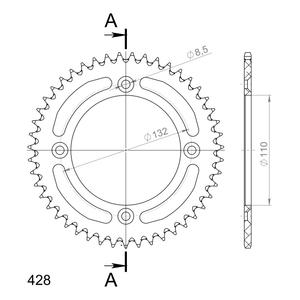 Aluminium-Ketten Rad SUPERSPROX RAL-898:47-BLK schwarz 47T, 428