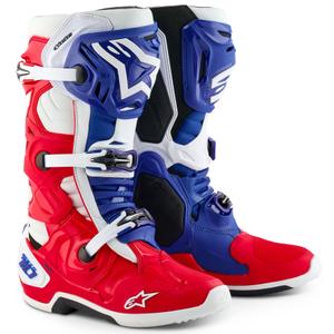 Motorradstiefel Alpinestars Tech 10 Limited Edition FORTITUDE Weiß-Blau-Rot