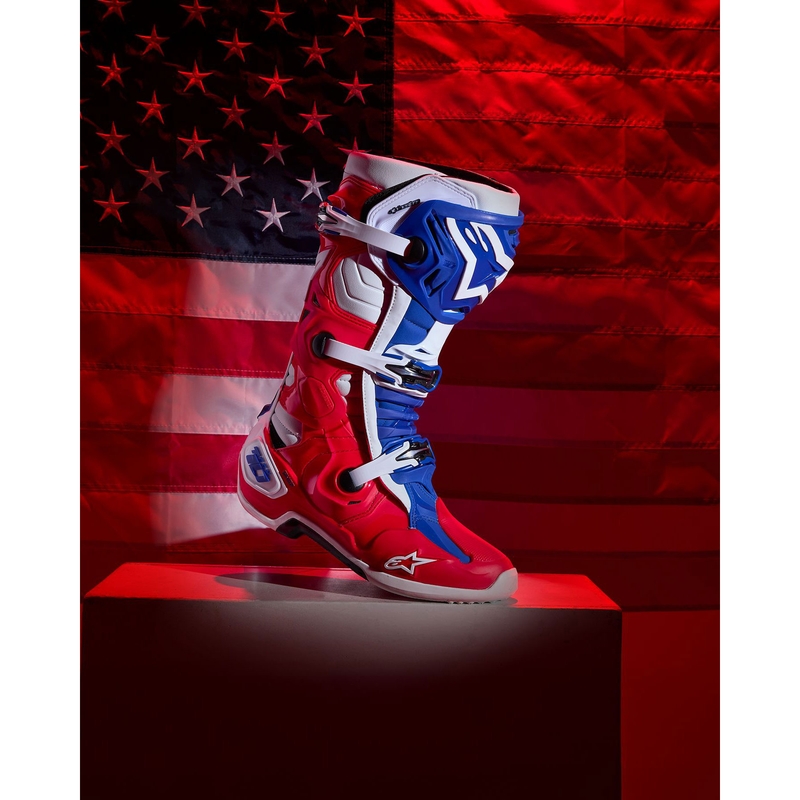 Motorradstiefel Alpinestars Tech 10 Limited Edition FORTITUDE Weiß-Blau-Rot