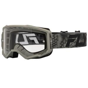 Fly Racing Focus Motocrossbrille grau-schwarz mit klarem Plexiglas