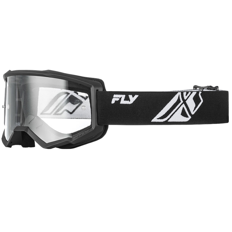 Fly Racing Focus schwarz-weiß II Motocrossbrille klares Plexiglas